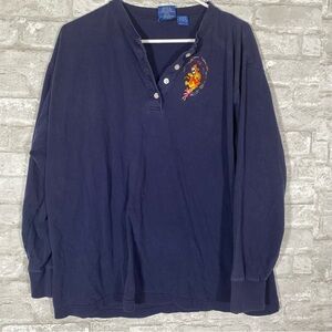 Vintage 90s Winnie the Pooh Henley Shirt Embroidered distressed size large